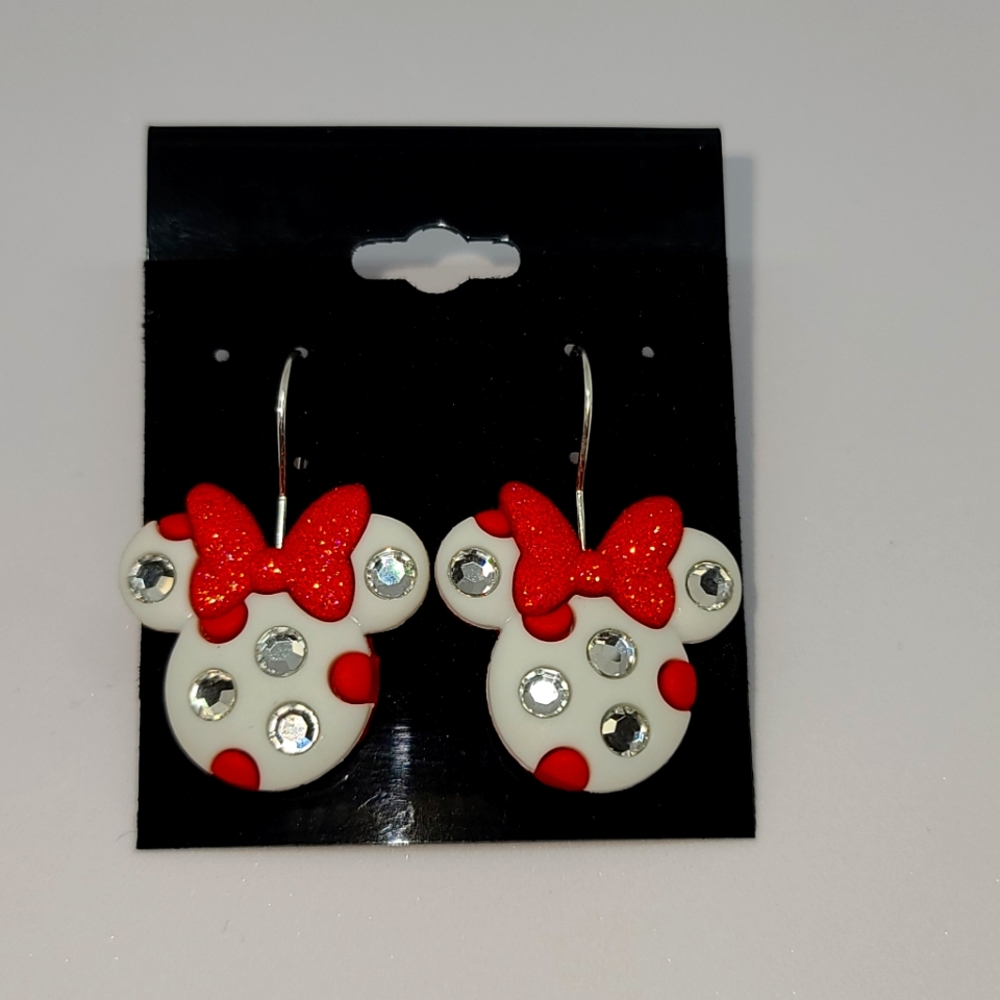 Hook Dangle Minnie Mouse Rhinestone Disney Earrings